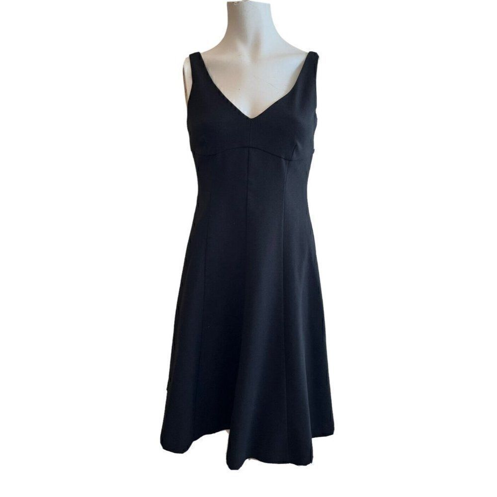 Women's 00 Black Sleeveless Dress Vintage Loft Gold Zipper in Back Fit Flare